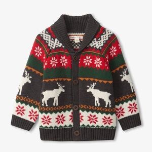 NWT HATLEY Shawl Collar knit reindeer holiday Cardigan